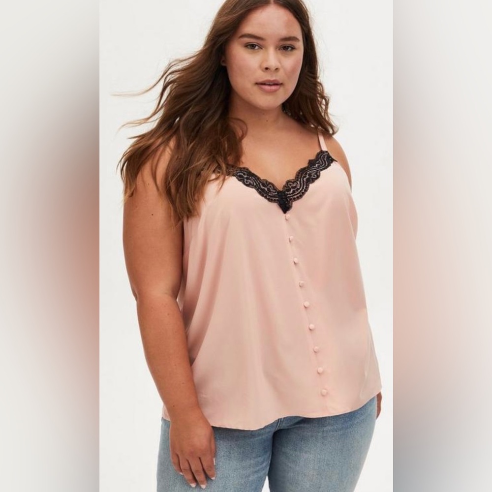Torrid Chablis Lace Trim Cami Peach Beige